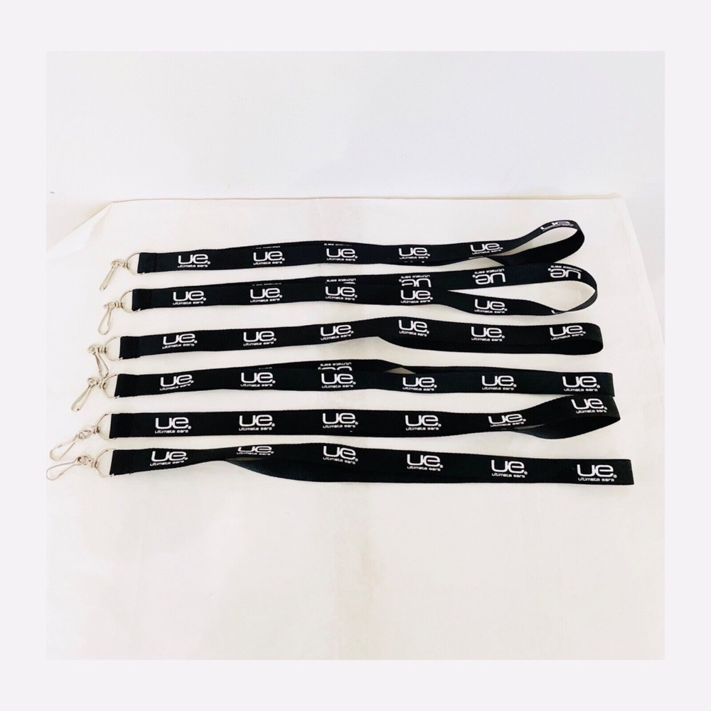 NEW Lot/Set of 6 Ultimate Ears Black Necklace Fabric Lanyard for ID Badge - Pic